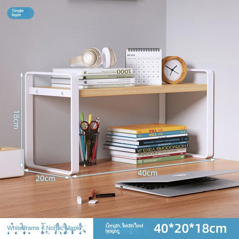 Wood Tiered Desktop Bookshelf for Daily Organization