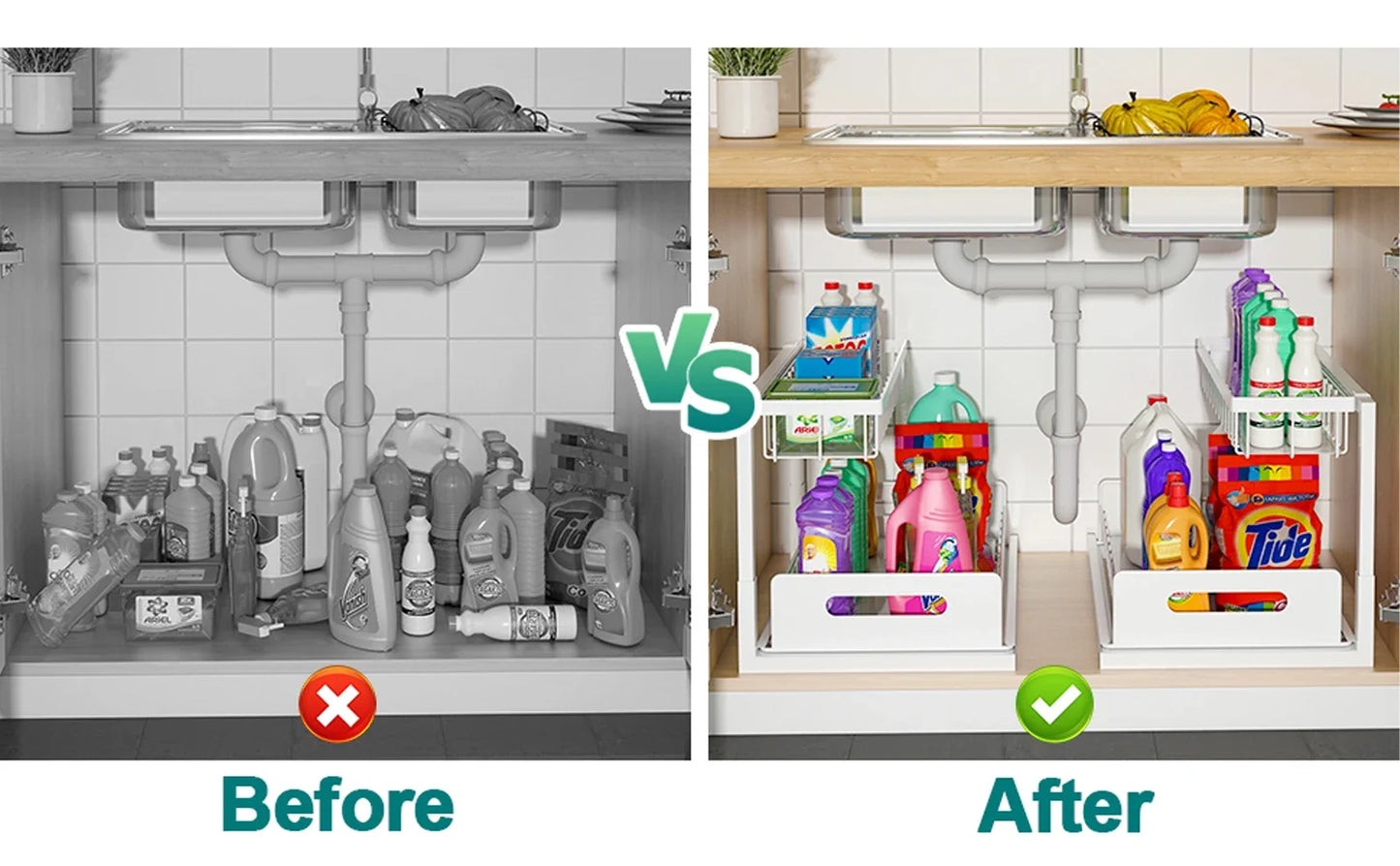 Sliding Under-Sink Organizer Rack - Under-Sink