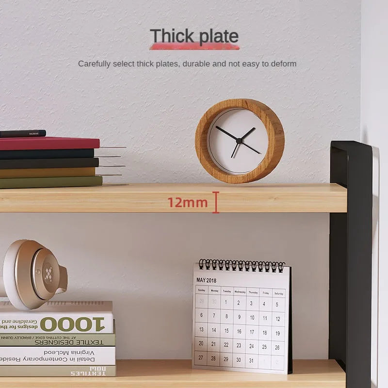 Wood Tiered Desktop Bookshelf for Daily Organization