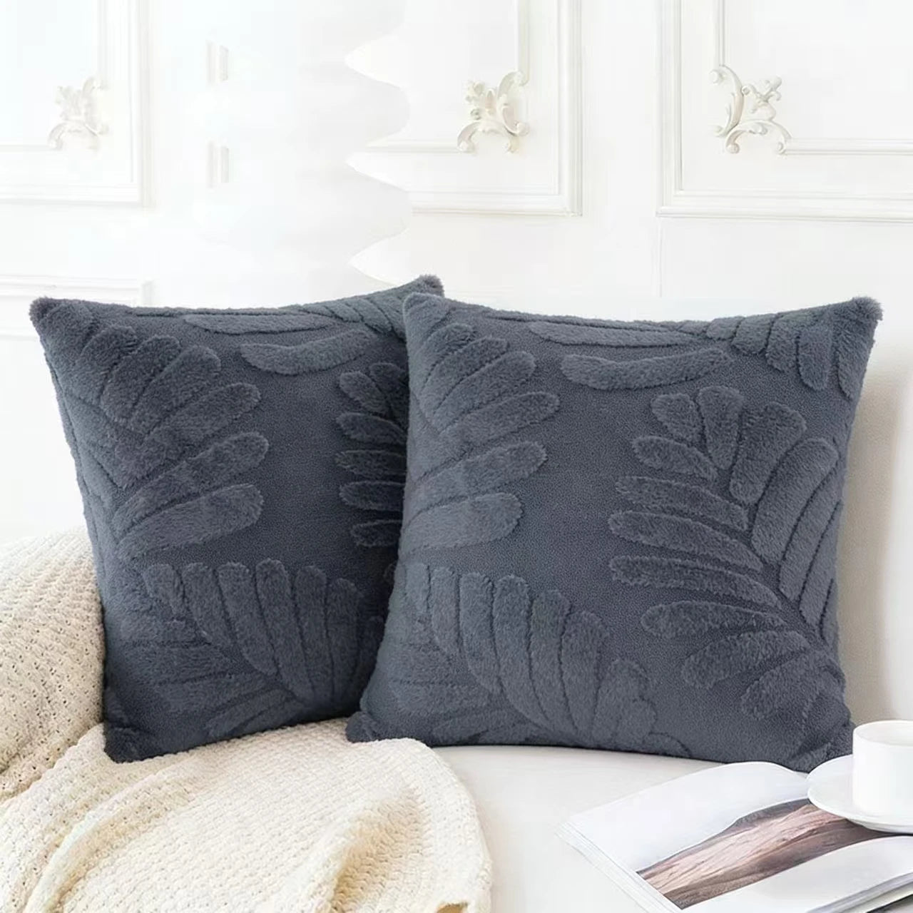 Plush Faux Fur Pillow Cover - Woven