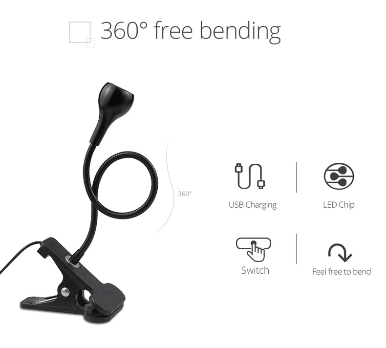 Clip-On Reading Light with Flexible Neck